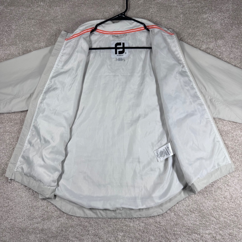 FootJoy Women Golf Windbreaker Jacket Small Beige Full Zip Mock Neck Lightweight - Picture 4 of 10